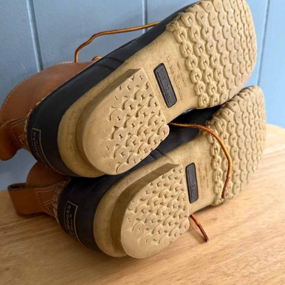 LL Bean 6 Inch Bean Boot Tan Brown Leather‎ Made in Maine Duck Boot Mens 9M